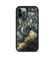 iPhone 12 Pro Wood Phone Case - Ingrid (Teal & Gold, 815814)