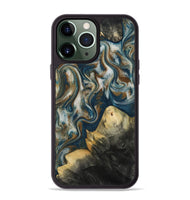iPhone 13 Pro Max Wood Phone Case - Ingrid (Teal & Gold, 815814)