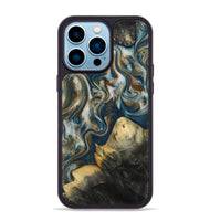 iPhone 14 Pro Max Wood Phone Case - Ingrid (Teal & Gold, 815814)