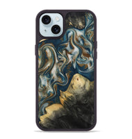 iPhone 15 Plus Wood Phone Case - Ingrid (Teal & Gold, 815814)