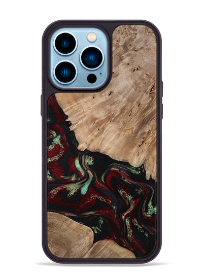iPhone 14 Pro Max Wood Phone Case - Trey (Red, 815820)