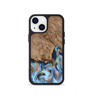 iPhone 13 mini Wood Phone Case - Tanesha (Teal & Gold, 816073)