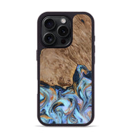 iPhone 16 Pro Wood Phone Case - Tanesha (Teal & Gold, 816073)