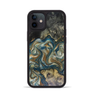 iPhone 12 Wood Phone Case - Sylvia (Teal & Gold, 816075)