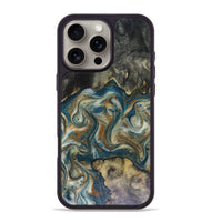 iPhone 16 Pro Max Wood Phone Case - Sylvia (Teal & Gold, 816075)