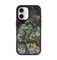 iPhone 17 Wood Phone Case - Sylvia (Teal & Gold, 816075)