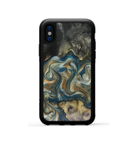 iPhone Xs Wood Phone Case - Sylvia (Teal & Gold, 816075)