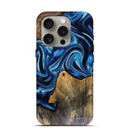 iPhone 16 Pro Wood Live Edge Phone Case - Brandy (Blue, 816126)