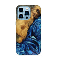 iPhone 14 Pro Wood Live Edge Phone Case - Louise (Blue, 816128)