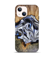 iPhone 14 Wood Live Edge Phone Case - Janette (Blue, 816134)