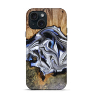 iPhone 15 Wood Live Edge Phone Case - Janette (Blue, 816134)