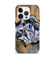 iPhone 15 Pro Wood Live Edge Phone Case - Janette (Blue, 816134)