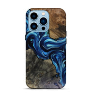 iPhone 14 Pro Wood Live Edge Phone Case - Jenni (Blue, 816147)