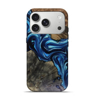 iPhone 17 Pro Wood Live Edge Phone Case - Jenni (Blue, 816147)
