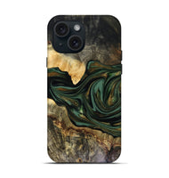 iPhone 15 Wood Live Edge Phone Case - Nixon (Green, 816155)