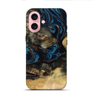 iPhone 16 Wood Live Edge Phone Case - Durward (Teal & Gold, 816166)