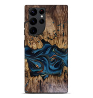 Galaxy S22 Ultra Wood Live Edge Phone Case - Jalynn (Teal & Gold, 816167)