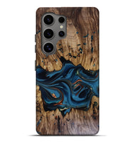 Galaxy S25 Ultra Wood Live Edge Phone Case - Jalynn (Teal & Gold, 816167)