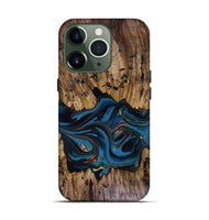 iPhone 13 Pro Wood Live Edge Phone Case - Jalynn (Teal & Gold, 816167)