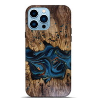 iPhone 14 Pro Max Wood Live Edge Phone Case - Jalynn (Teal & Gold, 816167)