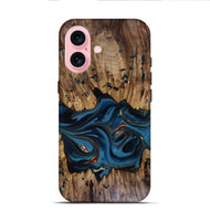 iPhone 16 Wood Live Edge Phone Case - Jalynn (Teal & Gold, 816167)