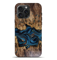iPhone 16 Pro Max Wood Live Edge Phone Case - Jalynn (Teal & Gold, 816167)