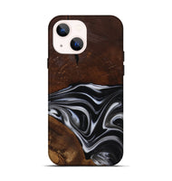 iPhone 14 Wood Live Edge Phone Case - Mose (Black & White, 817483)