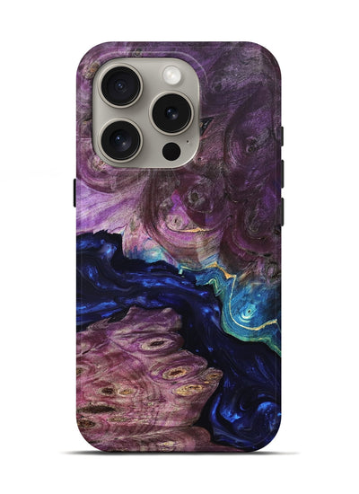 iPhone 16 Pro Wood Live Edge Phone Case - Tracie (Purple, 819343)