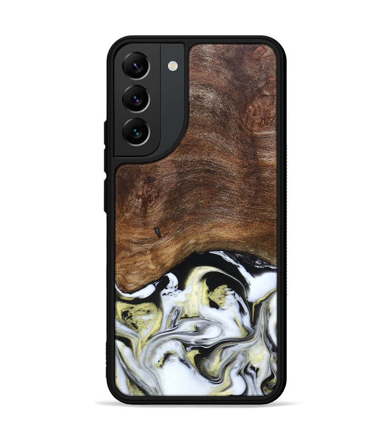 Galaxy S22 Plus Wood+Resin Phone Case - Ivy (Black & White, 663732)