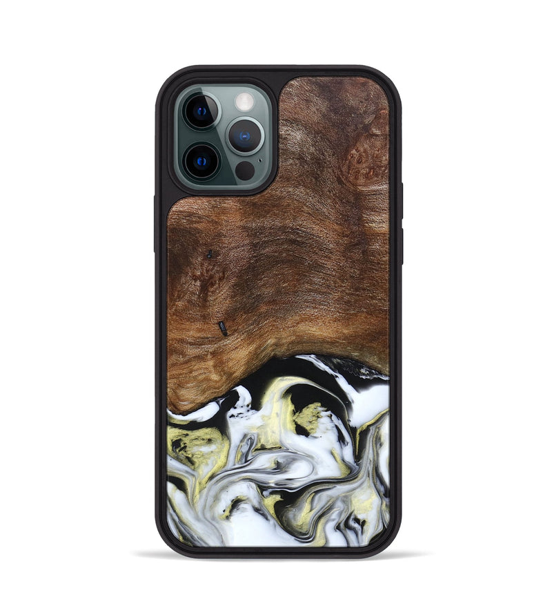 iPhone 12 Pro Wood+Resin Phone Case - Ivy (Black & White, 663732)