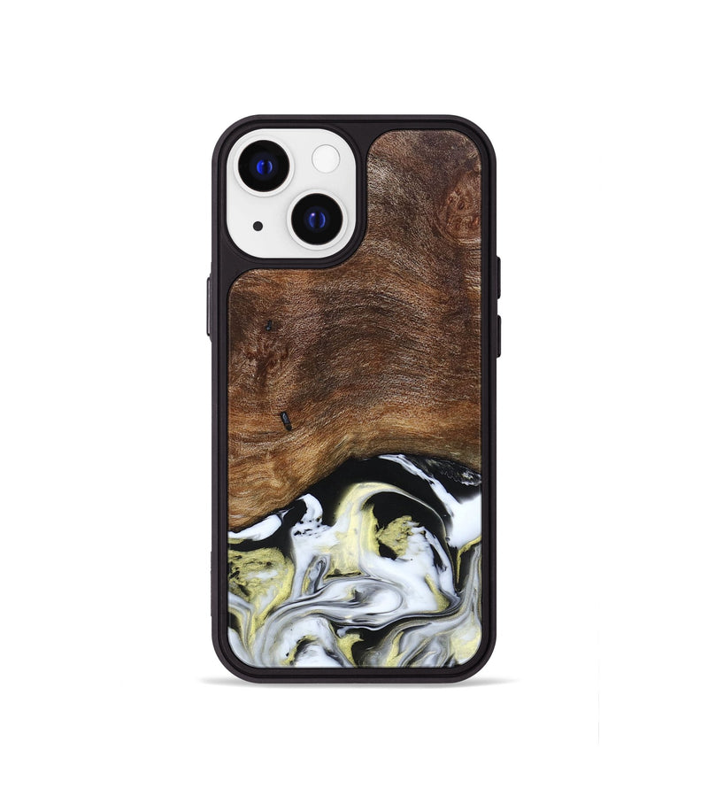 iPhone 13 mini Wood+Resin Phone Case - Ivy (Black & White, 663732)