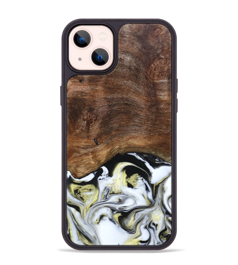iPhone 14 Plus Wood+Resin Phone Case - Ivy (Black & White, 663732)