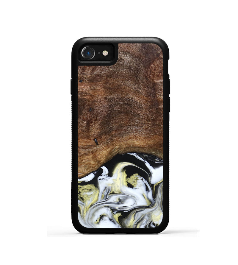 iPhone SE Wood+Resin Phone Case - Ivy (Black & White, 663732)