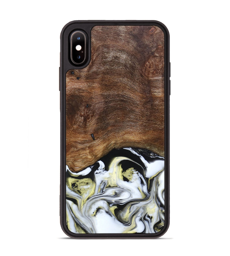 iPhone Xs Max Wood+Resin Phone Case - Ivy (Black & White, 663732)