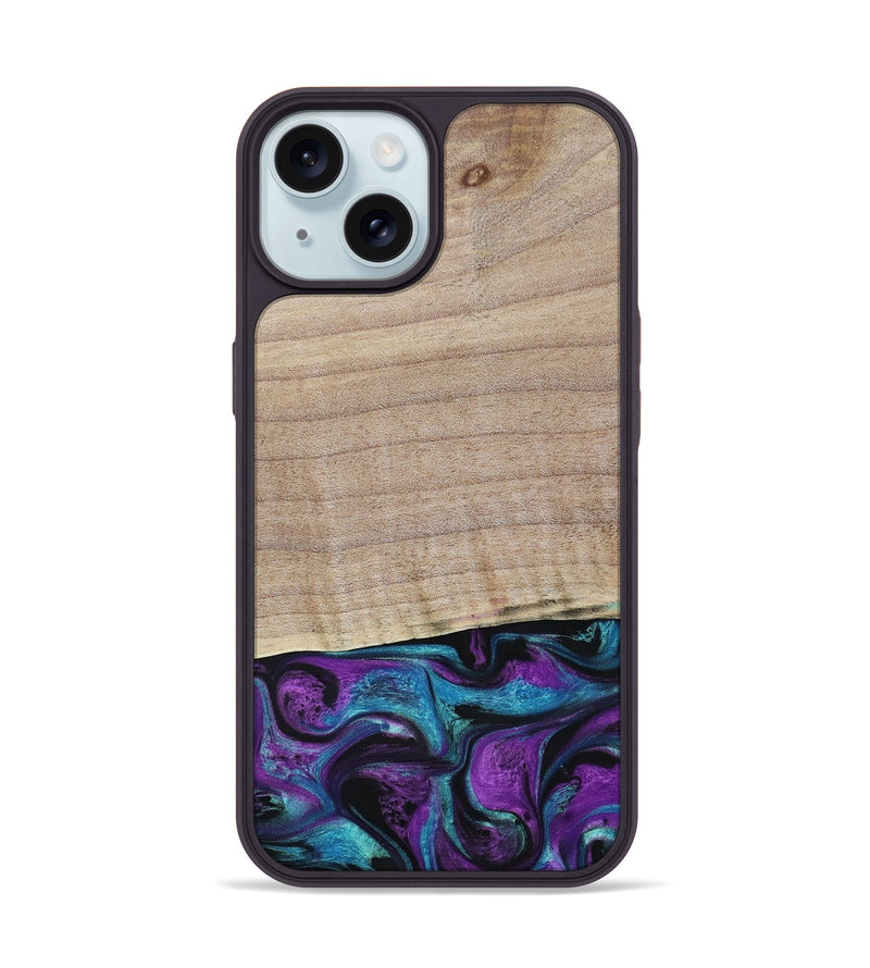 iPhone 15 Wood+Resin Phone Case - Lauryn (Purple, 664135)