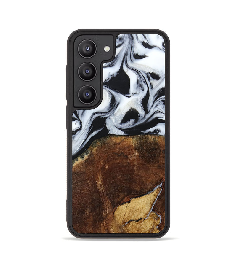 Galaxy S23 Wood+Resin Phone Case - Laverne (Black & White, 664695)