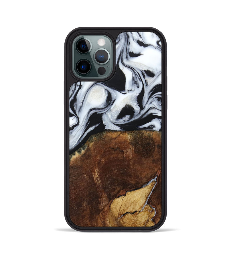 iPhone 12 Pro Wood+Resin Phone Case - Laverne (Black & White, 664695)