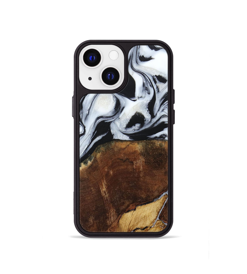 iPhone 13 mini Wood+Resin Phone Case - Laverne (Black & White, 664695)