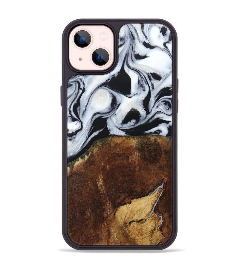 iPhone 14 Plus Wood+Resin Phone Case - Laverne (Black & White, 664695)