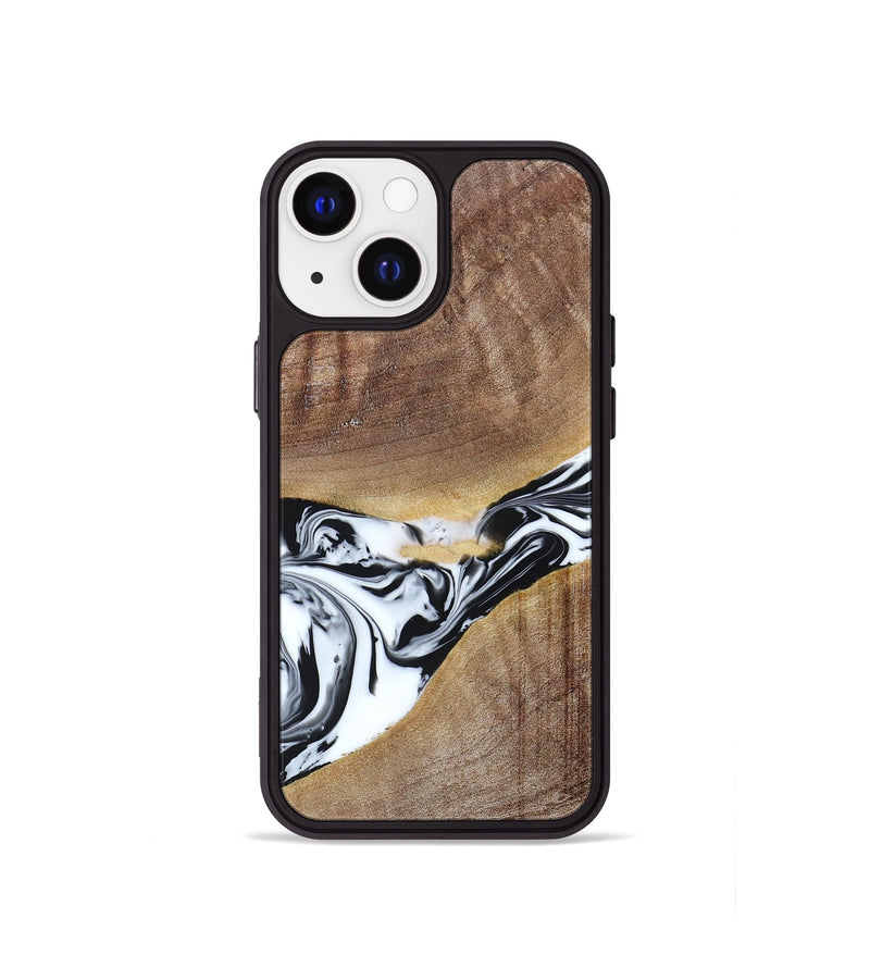 iPhone 13 mini Wood+Resin Phone Case - Melody (Black & White, 665809)