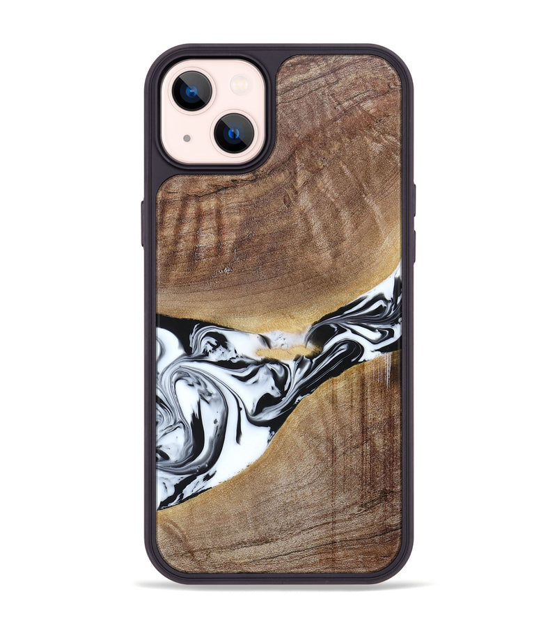 iPhone 14 Plus Wood+Resin Phone Case - Melody (Black & White, 665809)
