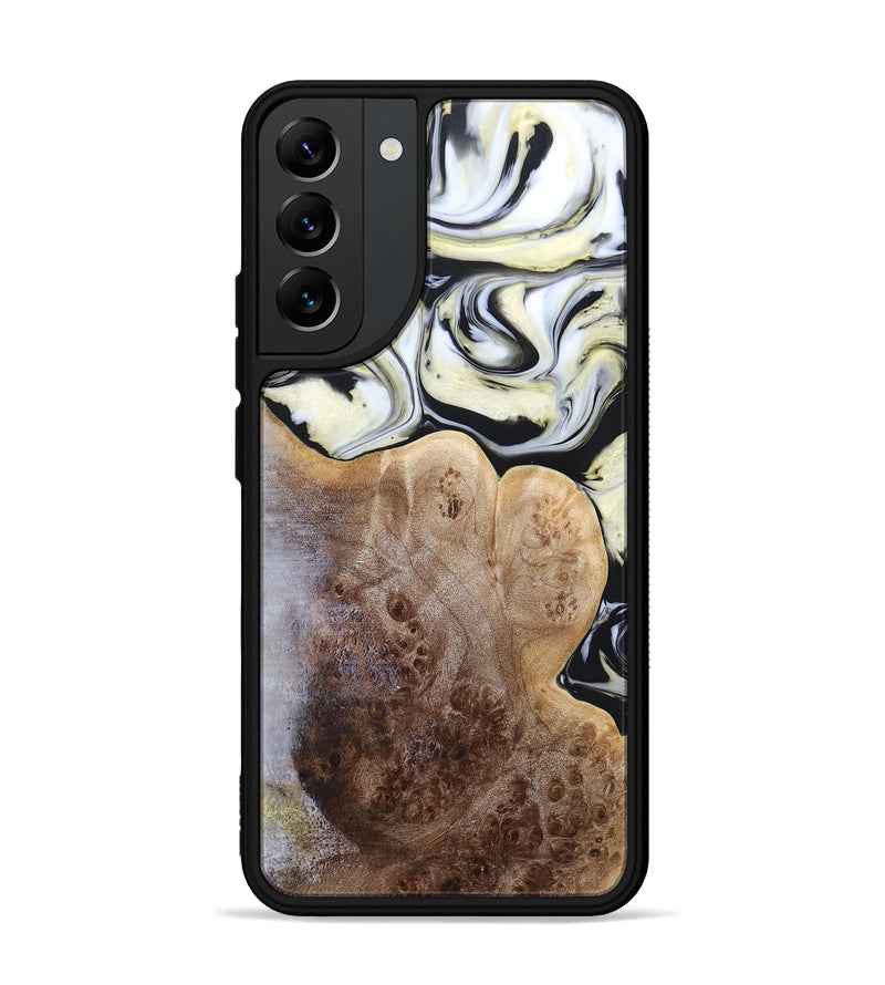 Galaxy S22 Plus Wood+Resin Phone Case - Melba (Black & White, 665866)