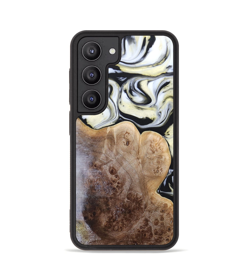 Galaxy S23 Wood+Resin Phone Case - Melba (Black & White, 665866)