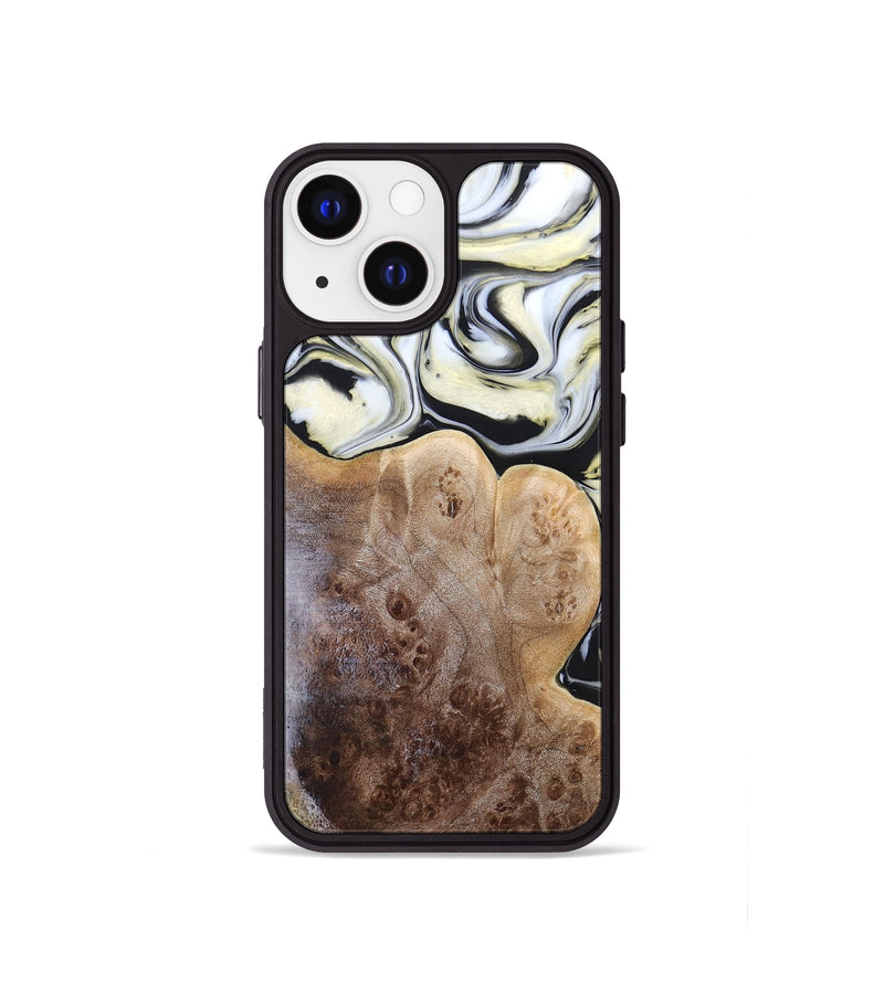 iPhone 13 mini Wood+Resin Phone Case - Melba (Black & White, 665866)