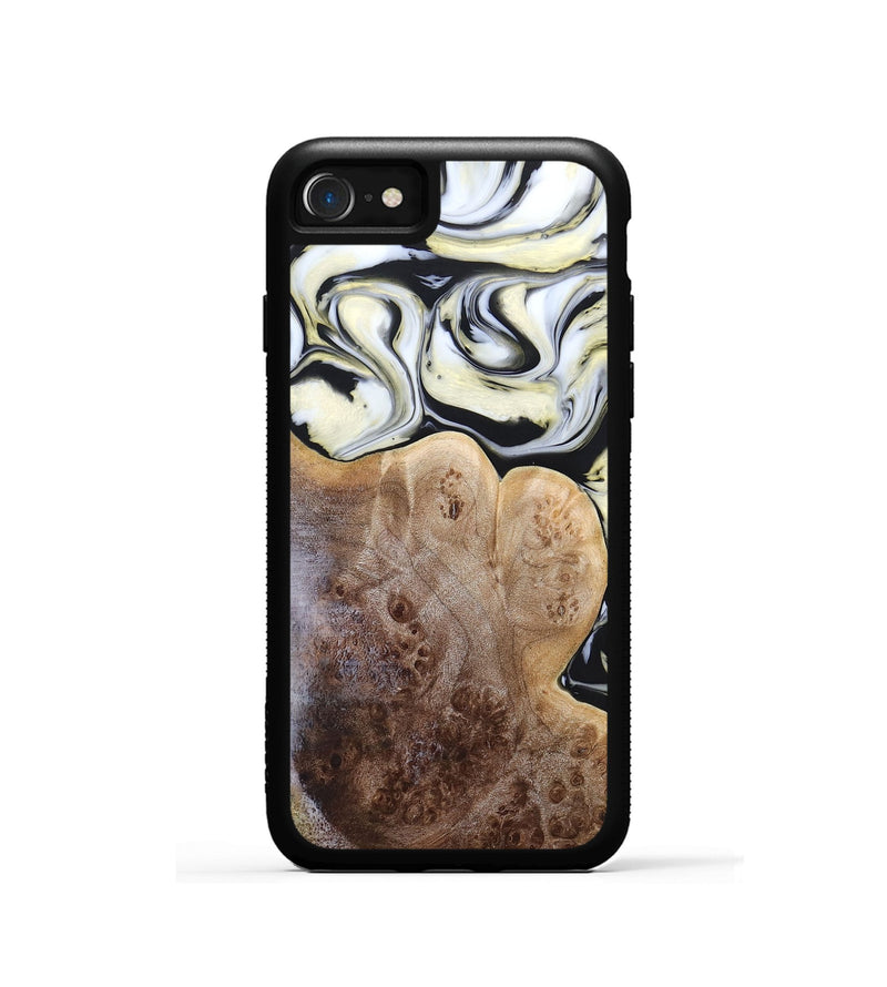 iPhone SE Wood+Resin Phone Case - Melba (Black & White, 665866)