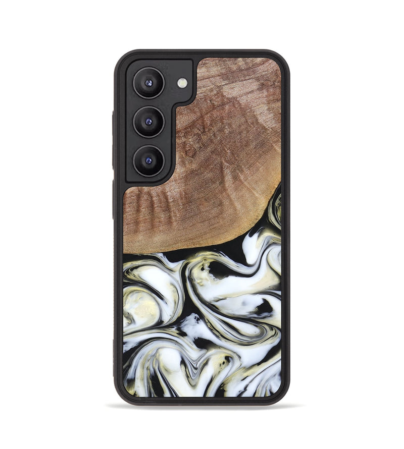 Galaxy S23 Wood+Resin Phone Case - Lisa (Black & White, 665869)