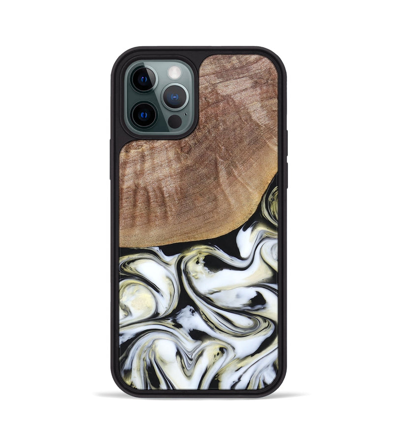 iPhone 12 Pro Wood+Resin Phone Case - Lisa (Black & White, 665869)