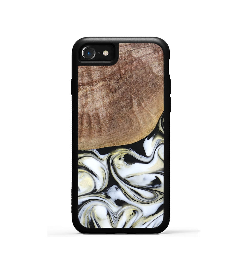 iPhone SE Wood+Resin Phone Case - Lisa (Black & White, 665869)