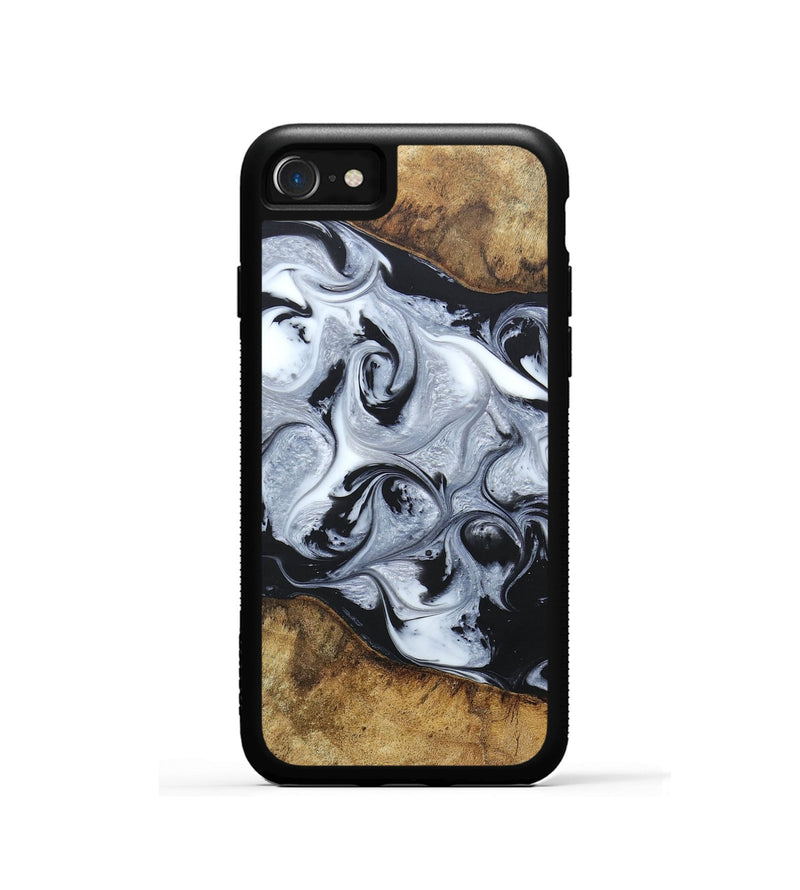 iPhone SE Wood+Resin Phone Case - Jimmie (Black & White, 666117)