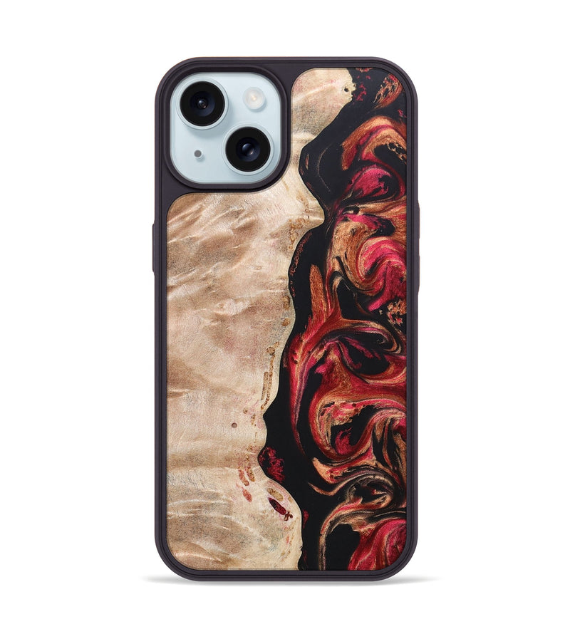 iPhone 15 Wood+Resin Phone Case - Oscar (Red, 666353)
